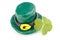 Three leaf clover and Green Leprechaun Hat