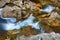 Three levels of waterfalls in upper region of Kent Falls.