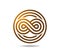 Three lines golden mobius loop in a three lines circle The sign of infinity logo. Infinity symbol