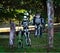 Three little boys dressed as skeletons