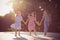 Three little girls spending time in nature.