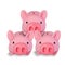 Three little pig coin banks stacked on each other