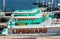 Three Los Angeles County lifeguard boats docked in Marina Del Rey, California