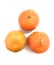 Three mandarins isolated on white background