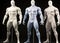 Three mannequins of different sizes and colors. Generative AI image.