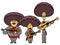 Three mariachi with guitars