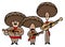 Three mariachi with guitars vector