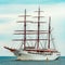 Three mast sailing ship