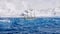 A three masted schooner sailing in Antarctica.