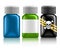 Three medical bottles with medication and poison