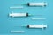 Three medical vaccine needles for corona covid-19 protection