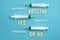 Three medical vaccine needles for corona covid-19 protection