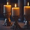 Three Medieval Candles, Wicca, Dark, Halloween AI Generated