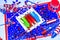 Three melting popsicles on patriotic background