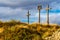 Three memorial crosses  in the Castle of Eger.