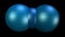 Three metallic balls in dark blue design, creative motion, vfx animation of spheres, seamless video