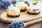 Three Mini Blueberry Cheesecakes