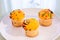 Three Miniture Yellow Cupcakes