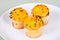 Three Miniture Yellow Cupcakes