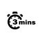 Three minute vector icon. Time left symbol isolated. Stopwatch black sign. Vector EPS 10