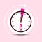 Three Minutes Clock Icon on Pink Background