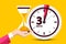 Three Minutes Countdown Design on Yellow Background