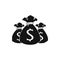 Three money bag or sacks icon, simple style