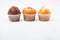 Three muffins isolated