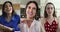 Three multiethnic women talking using videoconference application, multiple videos collage
