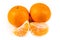 Three navel oranges one peeled two unpeeled