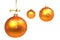 Three New Year\'s spheres of yellow color on white