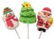 Three new year sweets . Christmas tree, Santa Claus and Snowman. Isolated on a white background.