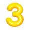 Three number 3d numeral, third anniversary balloon