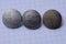 Three old gray military aluminum buttons