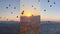 Three-in-one vertical video : Flight of balloons in Cappadocia, Turkey