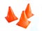 Three orange cone, road barrier isolated on a white background