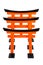 Three of orange Torii on white background, isolated