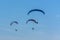 Three para motor gliders flying