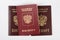 Three passport of the citizen of the Russian Federation on a white background