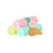 Three Pastel Color Towel Rolls Piled Mext To Shell And Flower Element Of Spa Center Health And Beauty Procedures