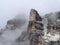 Three peaks of Lavaredo valley dolomites mountains panorama landscape