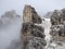 Three peaks of Lavaredo valley dolomites mountains panorama landscape