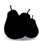 Three pears, silhouette on a white background.