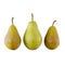 Three pears on a white background 3d rendering