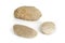 Three pebble stones on a white background