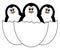 Three penguins in egg shell, illustration, vector