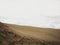 Three people family walking down slopes of Dune du Pilat sand beach desert in Arcachon La Teste de Buch Gironde France