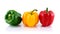 Three peppers on white background