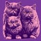 Three persian cats on a purple background,  Can be used for t-shirt print or poster