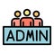 Three persons admin icon color outline vector